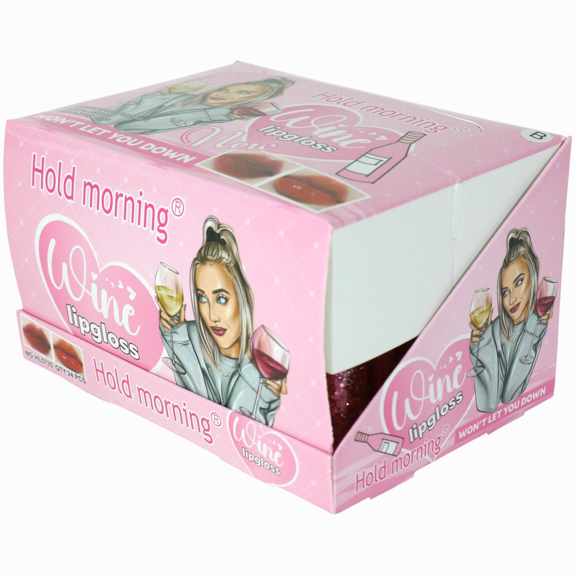 SORTIDAS Bálsamo Labial Hold Morning com Embalagem em Forma de Garrafa de Vinho HL5735 (24 unidades) para venda a revendedores na Faire11