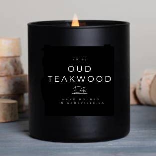 Oud Teakwood - 10oz Wood Wick Soy Candle w/ Branded Box for wholesale by Urban Flame Candle Co.