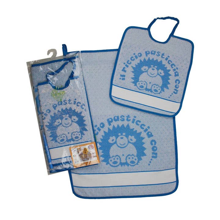 2-piece set. Write yourself: Towel+bib with elastic band for writing with a MARKER for wholesale by Almatex srl