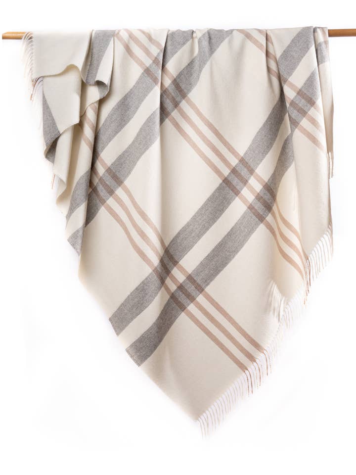 Alpaca Throw - Plaid (Cream) for wholesale by thread+butter