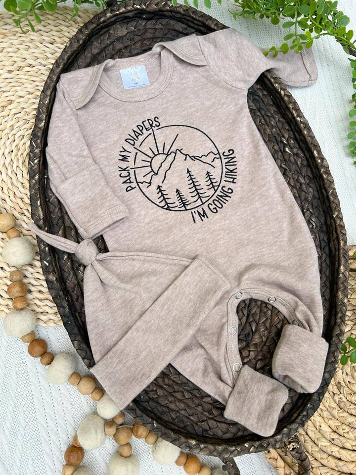 Baby Boy Mountain Outfit | Pack My Diapers, I'm Going Hiking for wholesale by Wonderfully Made