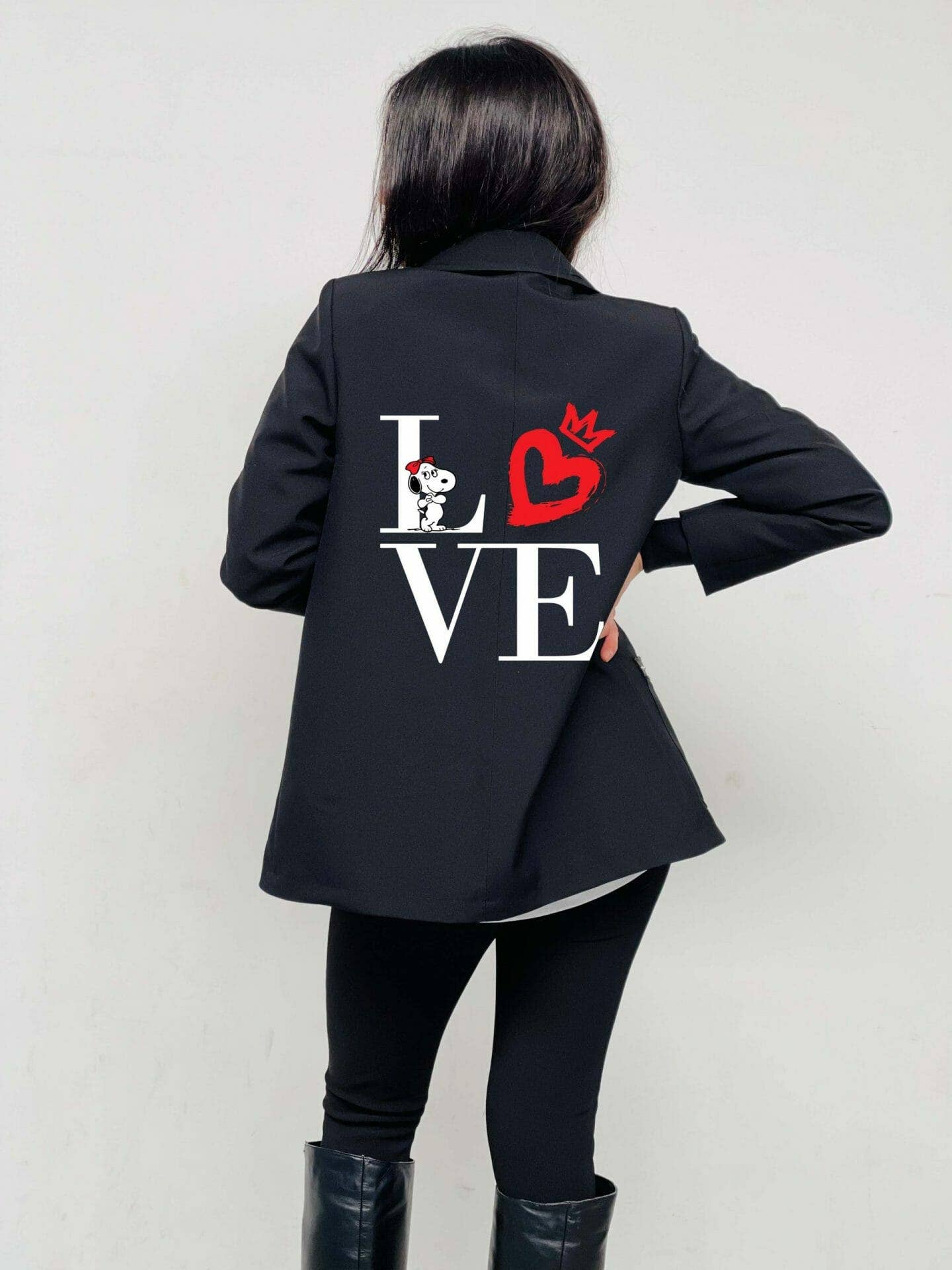 Schwarz Love Doll Blazer mit Rüschendetails und Nieten für den Großhandel auf Faire1