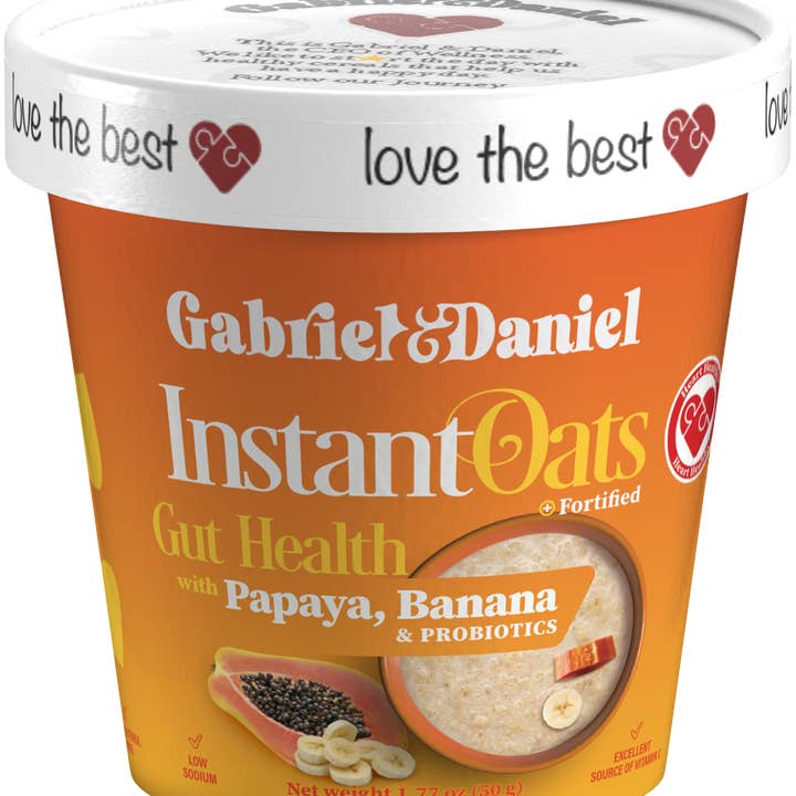 Organic SS Instant Oatmeal Cup - Papaya & Banana - 24 pack for wholesale by Gabriel & Daniel Wellness Oatmeals