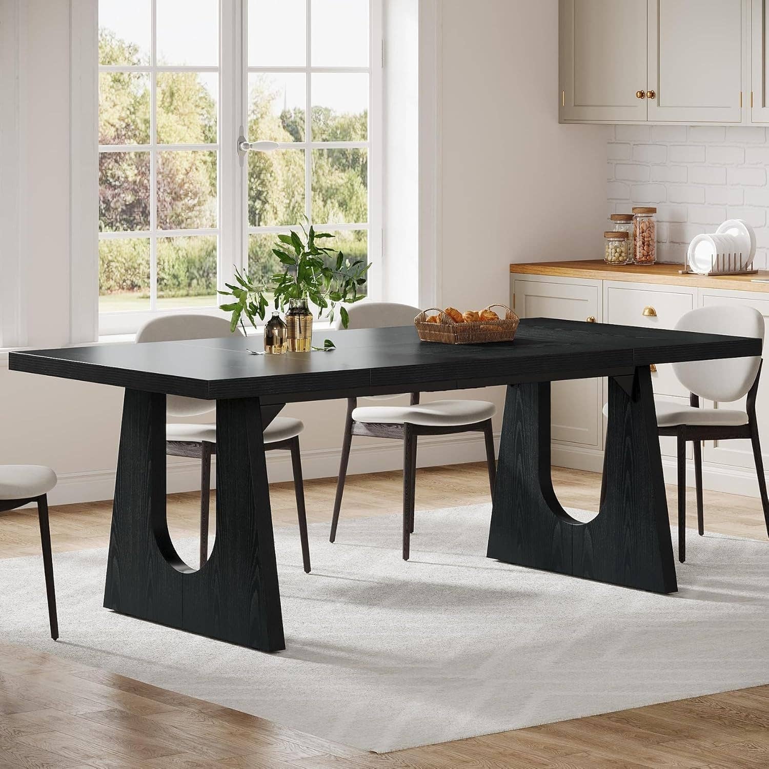 70.9 Inch Black Contemporary Rectangular Dining Table Seats 6 To 8 for wholesale on Faire4