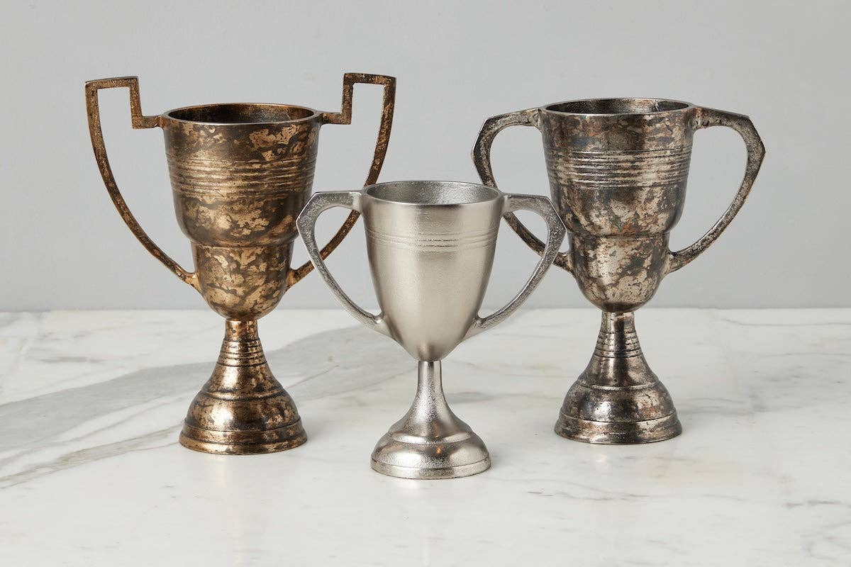 etúHOME - Wholesale Decorative Tabletop Object - Vintage Trophy Cup, Medium, Distressed Gold1