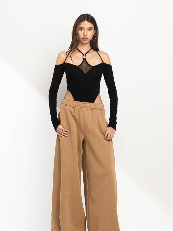 No Vacancy - Vendita all'ingrosso Pantaloni sportivi/da jogging loungewear - Donna - Pantaloni sportivi casual in pile a gambe larghe0