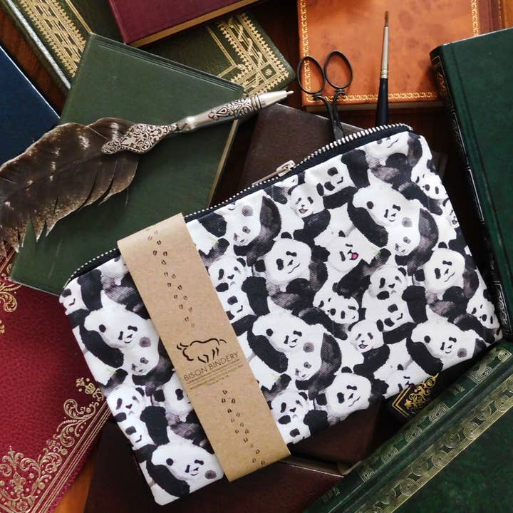 Embarrassment of Pandas Cotton Pouch Bag for wholesale by Bison Bindery