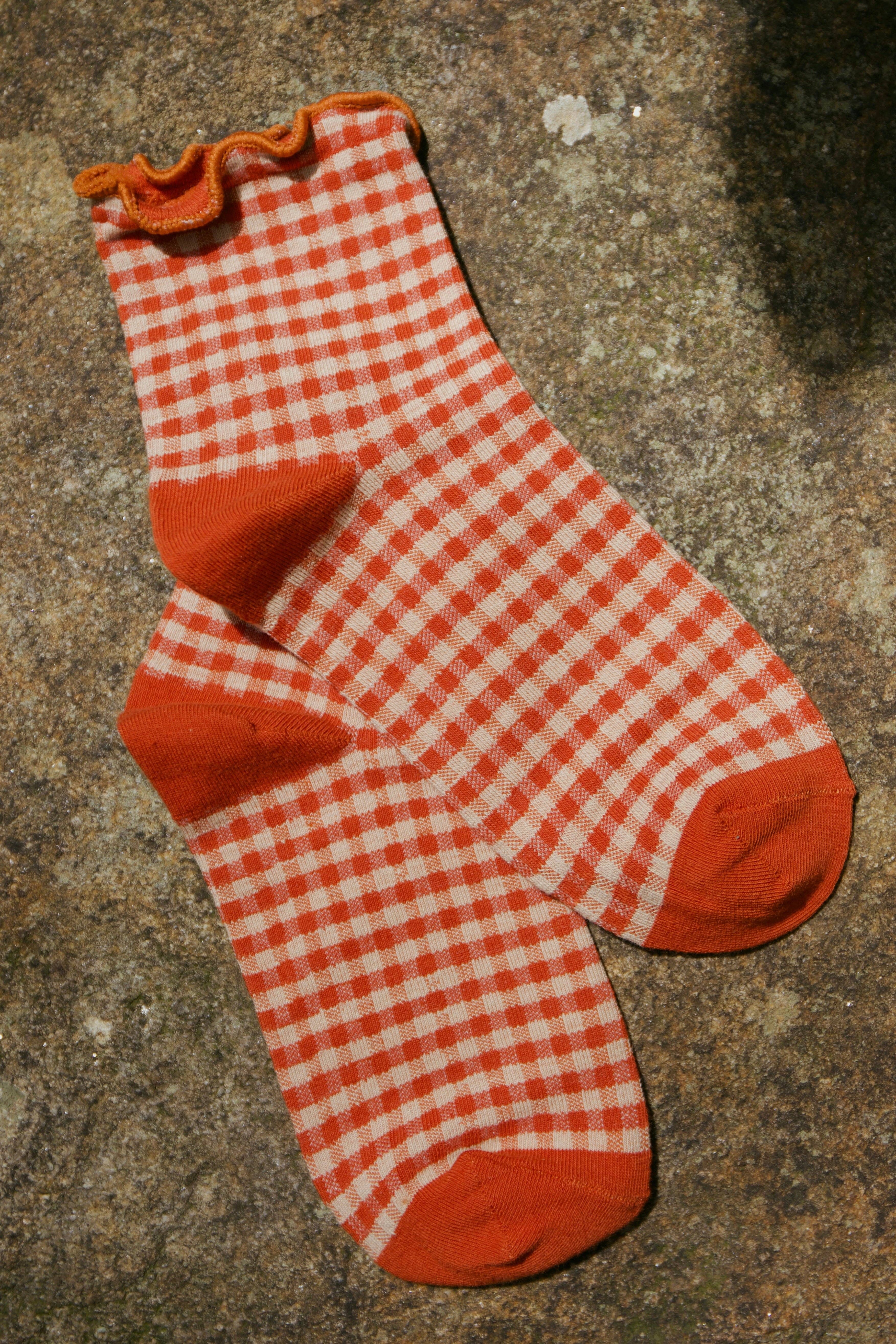 Beaten Path Co - Wholesale Socks - Unisex - PEACH GINGHAM SOCKS5