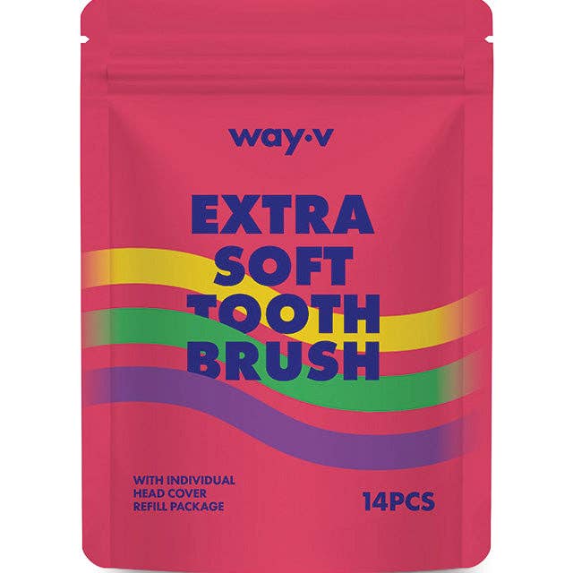 WAY.V - Wholesale Toothbrush - WAY.V Extra Soft Toothbrush Refill for Senstitive Gums and Teeth - Pink 14pcs6