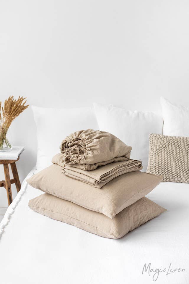 MagicLinen (We handle U.S. import procedures for you) - Vente Parures de lit - Ensemble de draps en lin en naturel (4 pièces) Ensemble de literie1