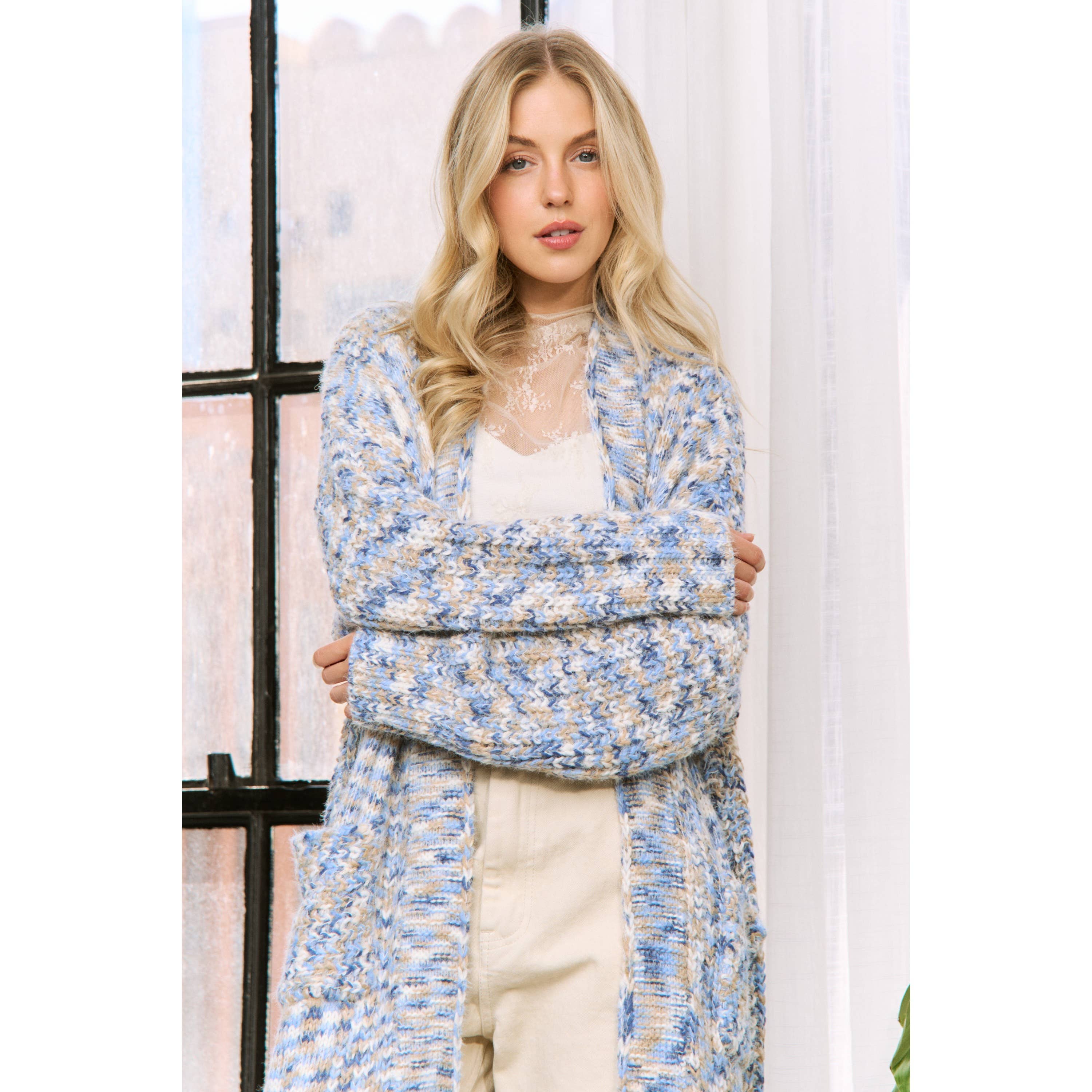 Sweet Generis - Wholesale Cardigan - Women's - SPACE DYED YARN LONG CARDIGAN DUSTER5