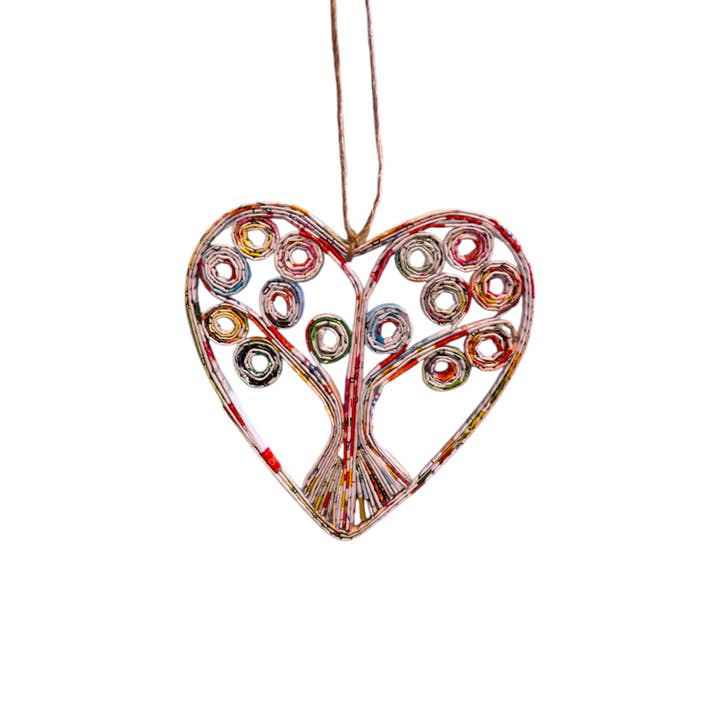 The Upcycled Paper Company - Wholesale Ornament - Heart Tree Of Life Christmas Ornament - Recycled Paper1