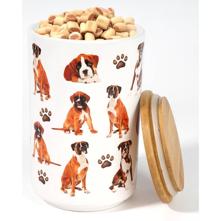 Ensemble de pots à friandises pour chiens en céramique hermétiques Boxer Premium avec couvercle pour la vente par Greenline Goods