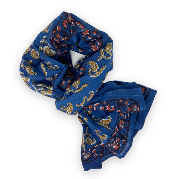 Paréo bleu ocre pour la vente par ABRACOLORS