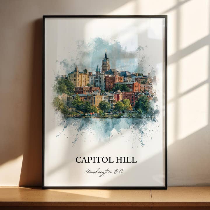 Capitol Hill DC Art, Washington DC Print, Capitol Hill Art, District of Columbia Gift, Capitol Hill Print, Travel Poster, Housewarming Gift for wholesale by Premium Travel Art