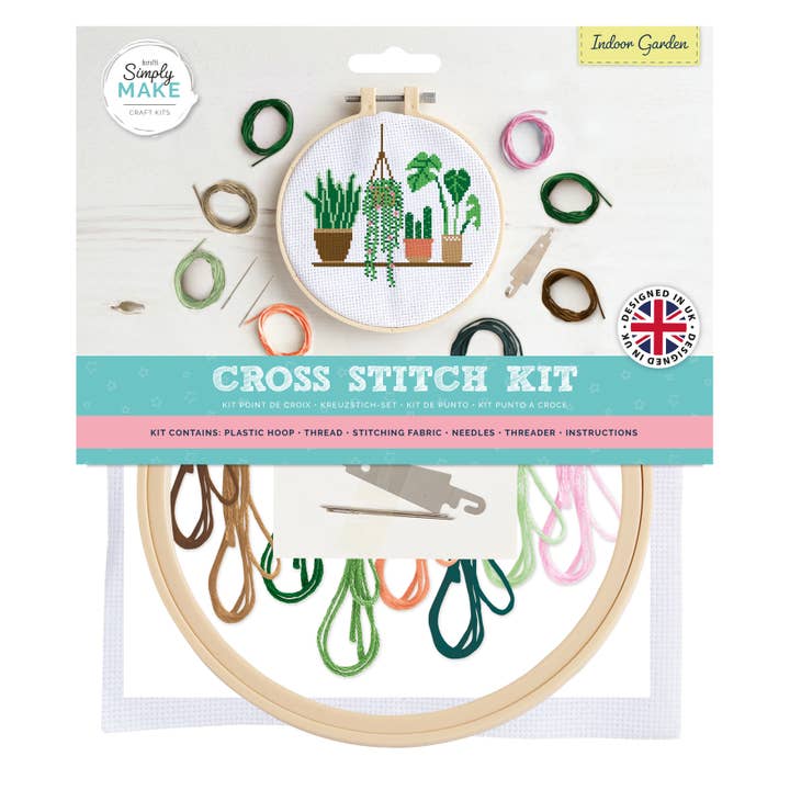 West Design Products - Wholesale Embroidery/Cross Stitch Supplies - Simply Make Cross Stitch Hoop Embroidery Kit, Indoor Garden