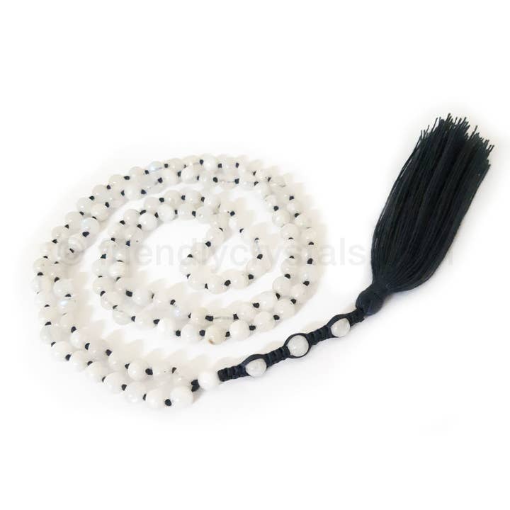 Mala anudada de piedra lunar arcoíris de 6 mm para venta al por mayor de Friendly Crystals