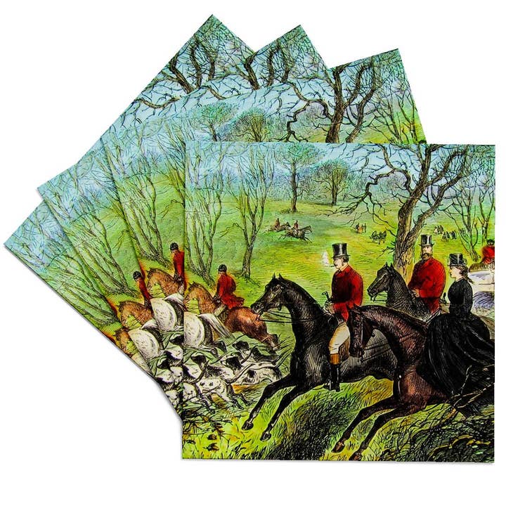 3dRose - Wholesale Coasters - 3dRose, Life of King Edward No. 26 The Fox Hunt Vintage Magic Lantern 1910, Coaster