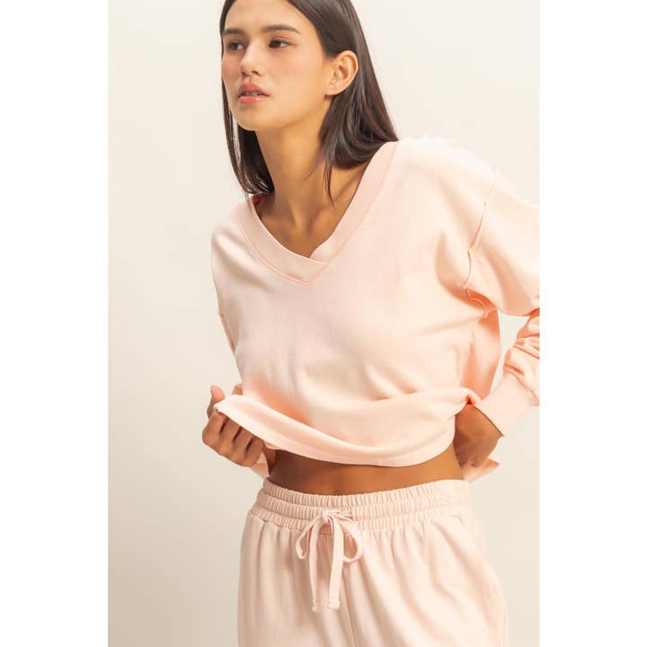 Double Zero - Wholesale Shirt - Women's - V-Neck Long Sleeve Crop Top0