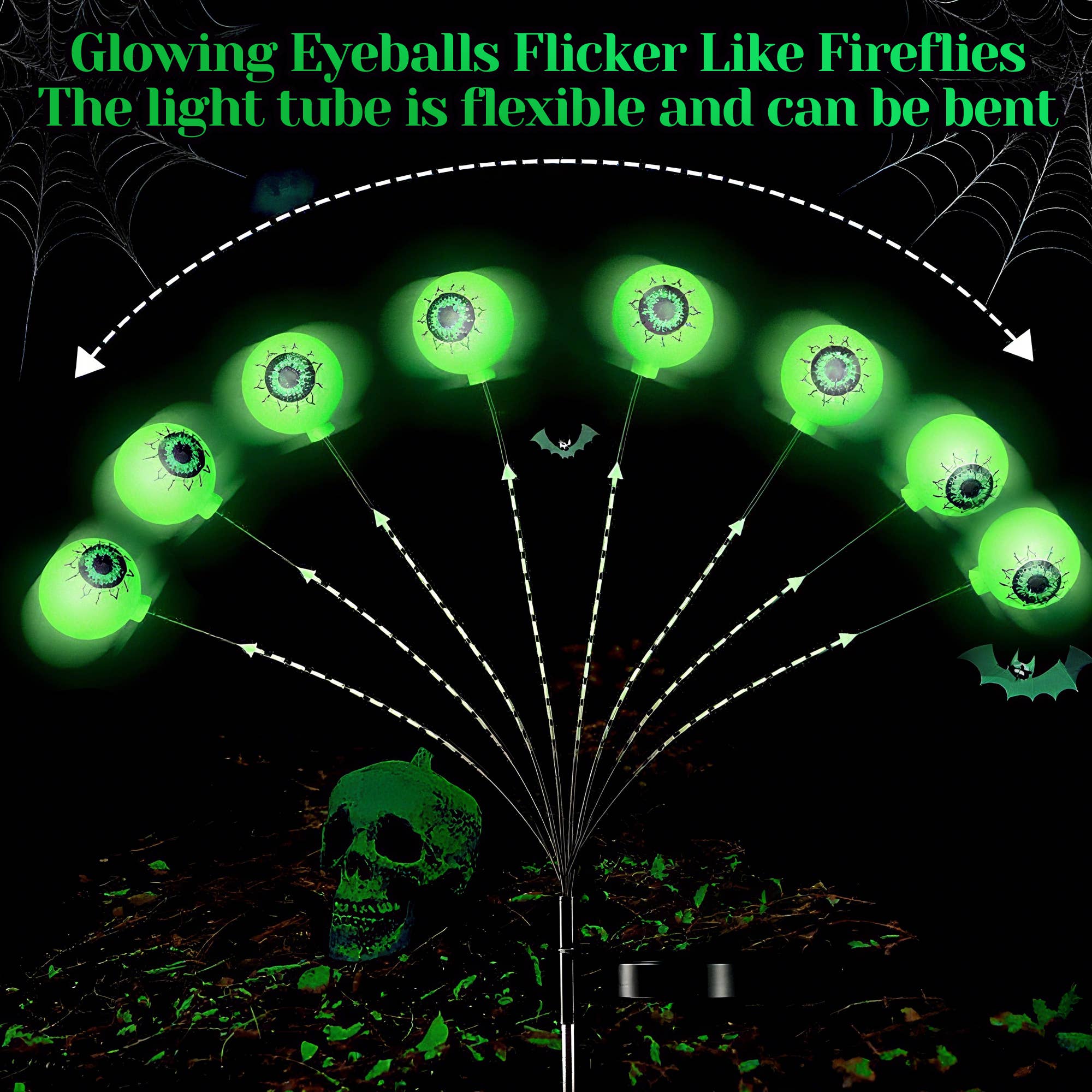 Heynemo - Wholesale Outdoor Ornament/Decor - Solar Halloween Eyeball Lights Outdoor, 8 Pieces LED Eyes2