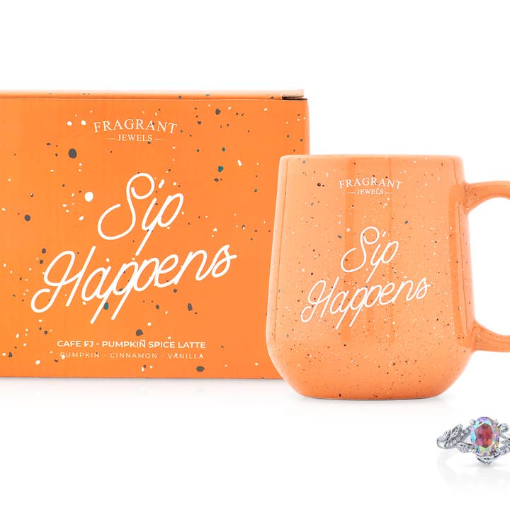 Cafe FJ: Pumpkin Spice Latte - Sip Happens - Jewel Candle per la vendita all'ingrosso da parte di Fragrant Jewels