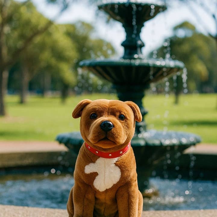 Bocchetta Plush Toys - Wholesale Stuffed/Plush Toy - Kids & Baby - Lester - Staffy - 32cm sitting, brown1