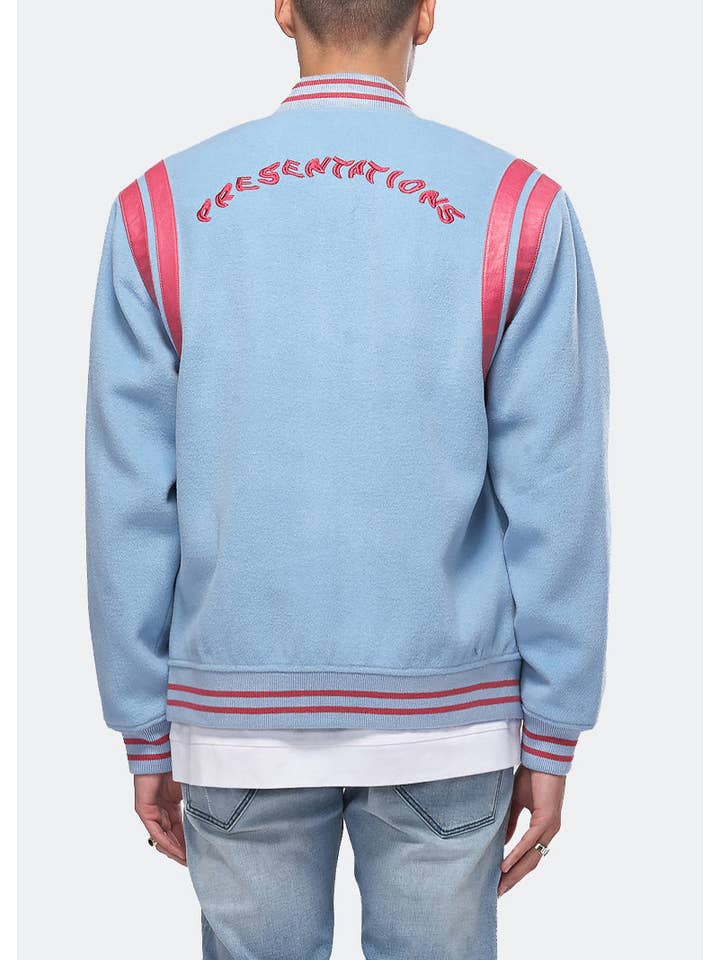 Robink - Wholesale Varsity/Baseball Jacket - Men's - Konus Men's Wool Blend Varsity Jacket in Blue