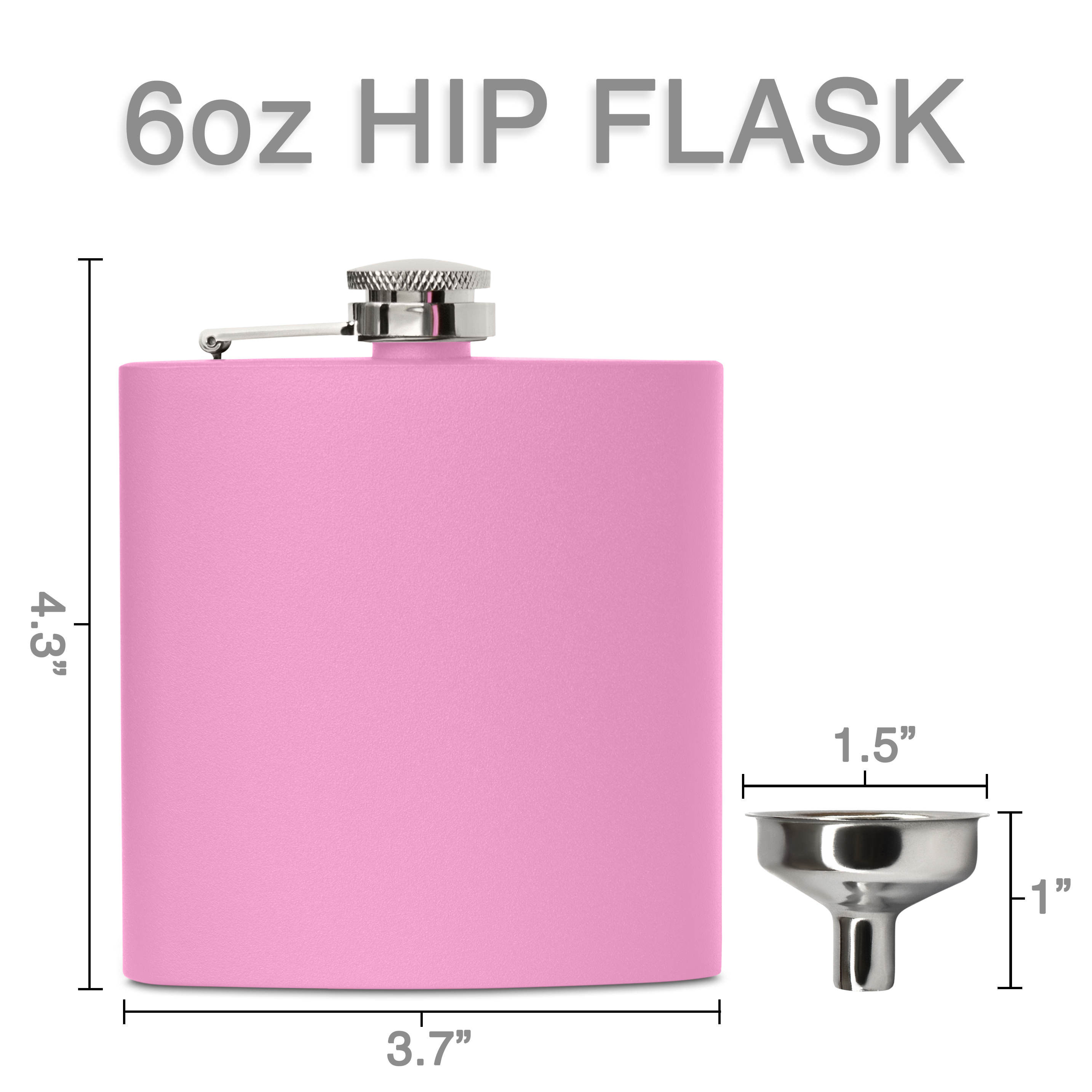 Clear Water Home Goods - Vente Flasque - Flacon à hanche en acier inoxydable de 6 oz avec entonnoir | Flacon revêtu de poudre30