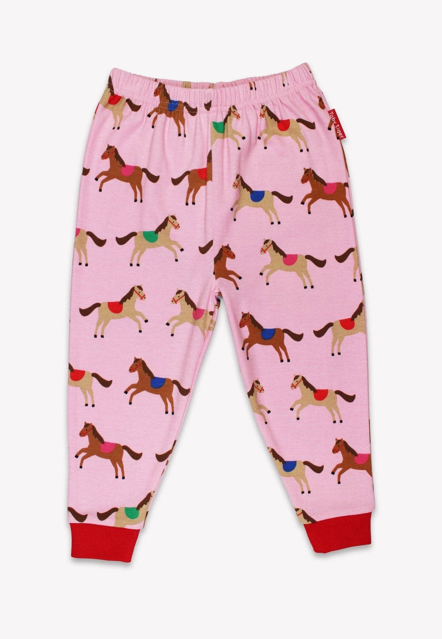 Toby Tiger – wholesale Sleepwear set – Kids – Organic Pink Horse and Pony Print Pyjamas2