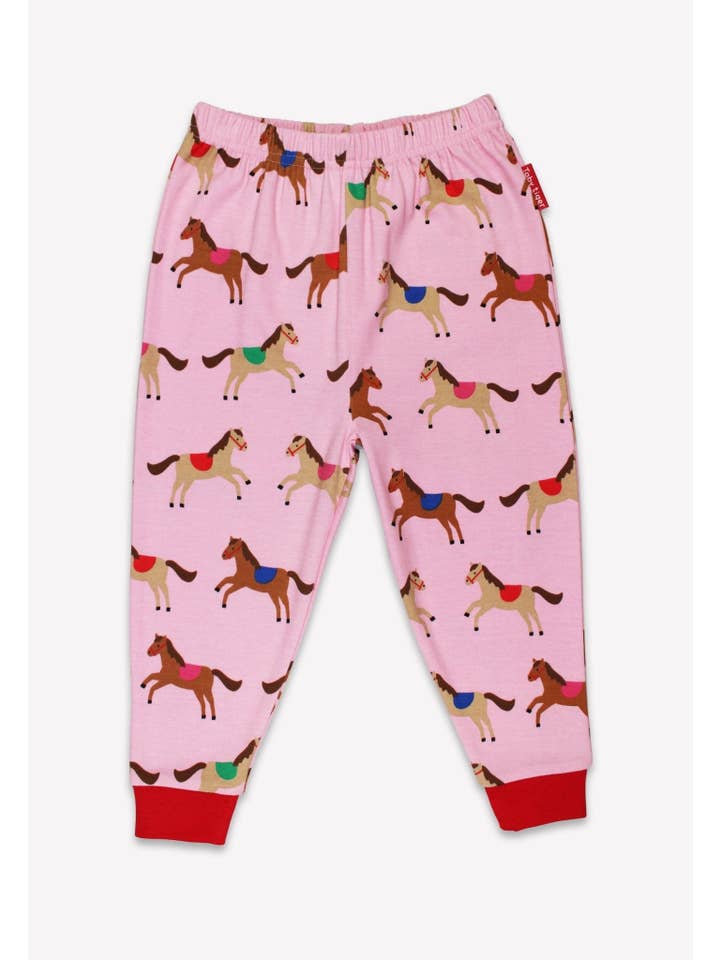 Toby Tiger – wholesale Sleepwear set – Kids – Organic Pink Horse and Pony Print Pyjamas2