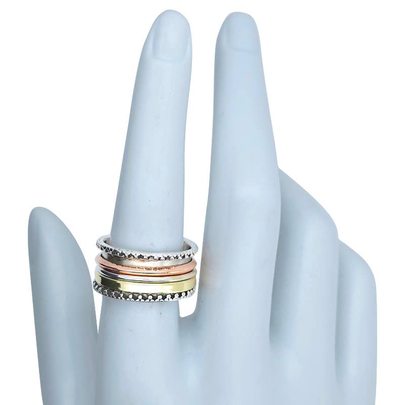 Amberman - Wholesale Band/Stacked Ring - Silver, Brass And Copper Spinner Classic Anxiety Ring2