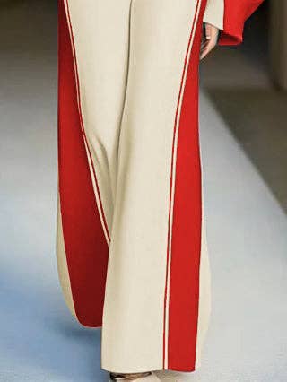 Red Loose Wide Leg Striped Casual Pants Bottoms Trousers for wholesale on Faire8