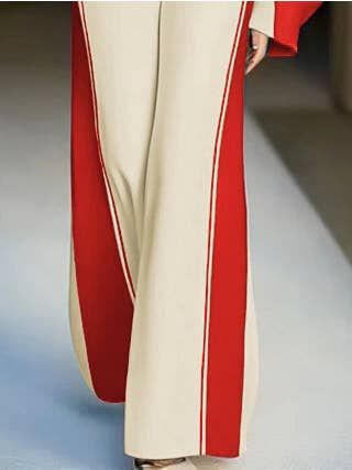 Red Loose Wide Leg Striped Casual Pants Bottoms Trousers for wholesale on Faire8