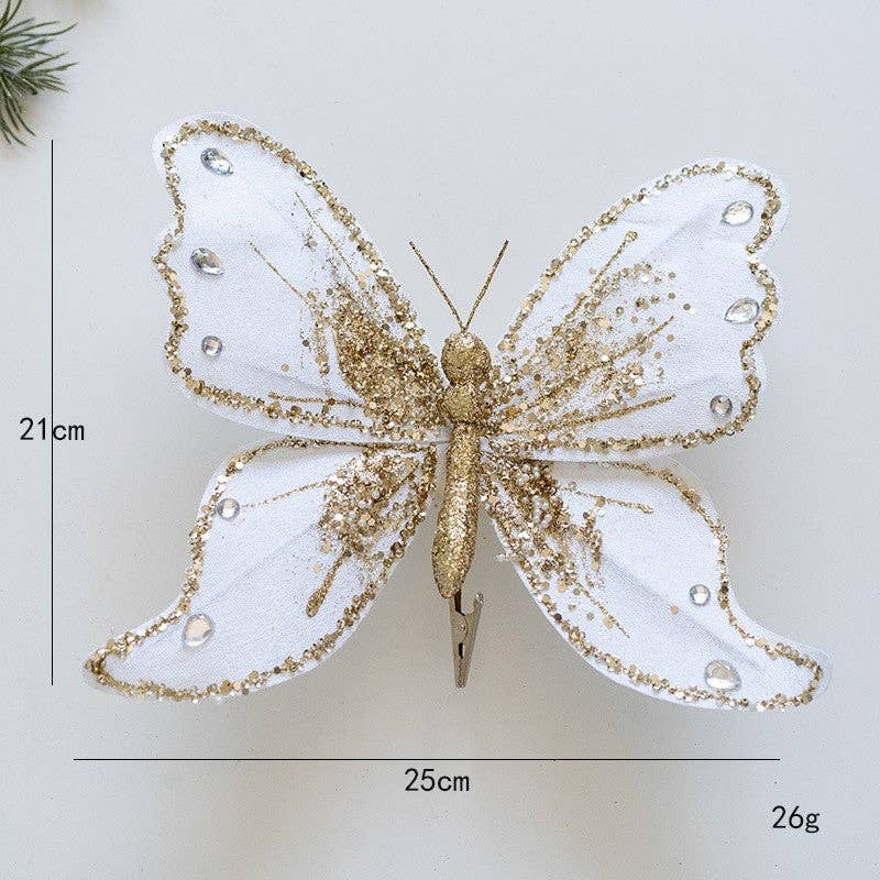 UZ Wholesale Store - Wholesale Ornament - High-End Fabric Glitter Butterfly Christmas Tree Ornament3
