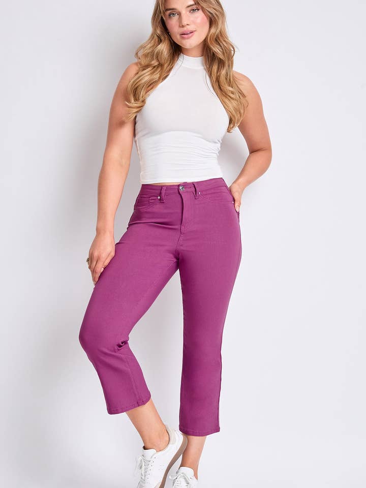 Hyperstretch Cropped Kick Flare Leggings-P206731 für den Großhandel von YMI