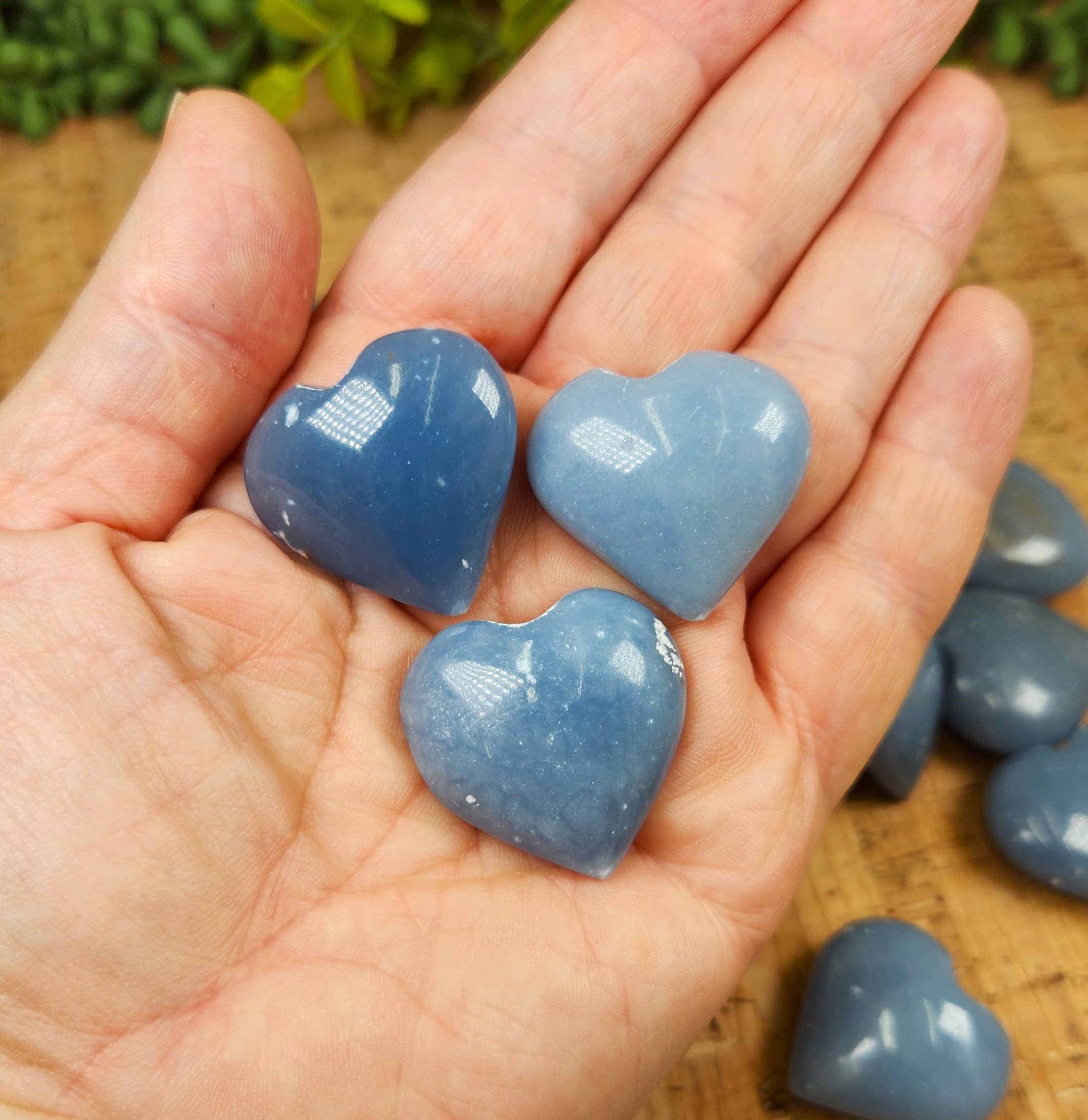 Meraki Gemstones - Wholesale Spiritual stone/crystal - Angelite Hearts - Semi-Precious Gemstone - 30x15mm 3