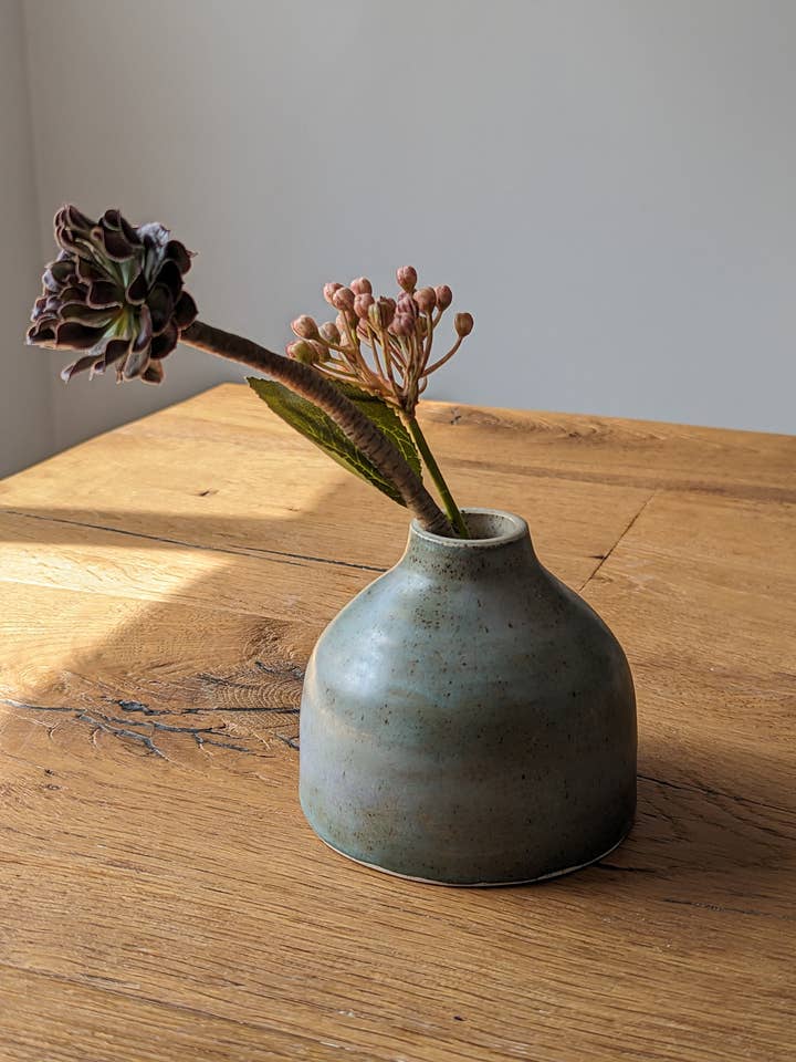 Ink Well Vase (in Speckled Olive) for wholesale by Tide Ceramics Studio