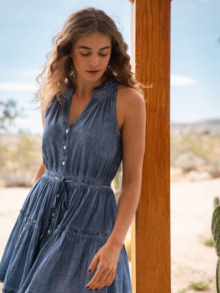 Charlotte Dress In Stonewash for wholesale on Faire1