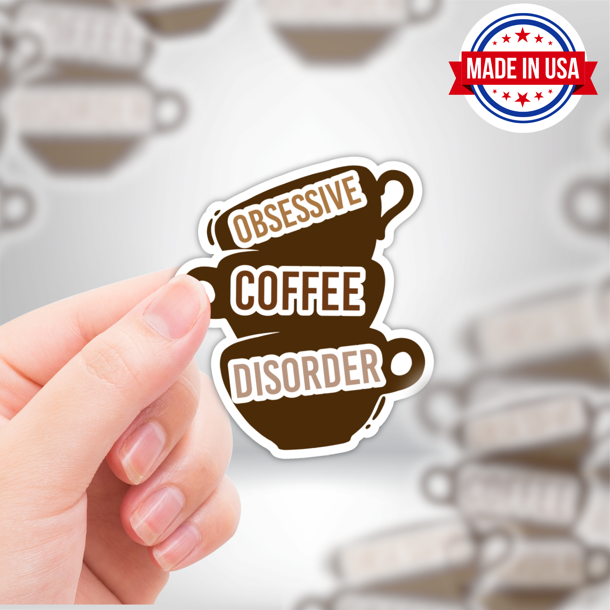 Coyote Color - Wholesale Sticker - OCD Obsessive Coffee Disorder Vinyl Sticker Decal 0