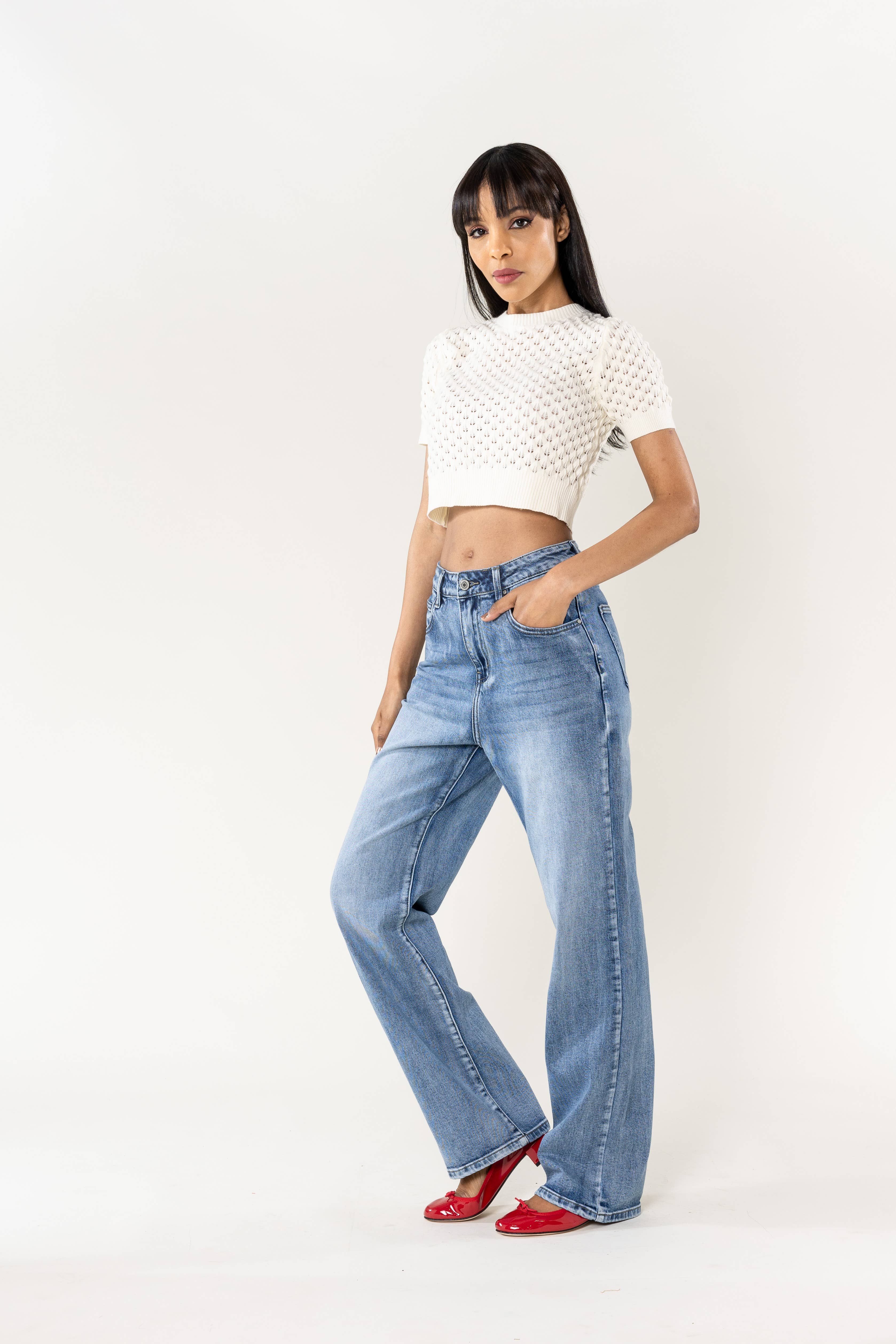 Nina Carter - Wholesale Jeans - Women's - Jean Nina Carter cotton non-stretch straight wide T0022