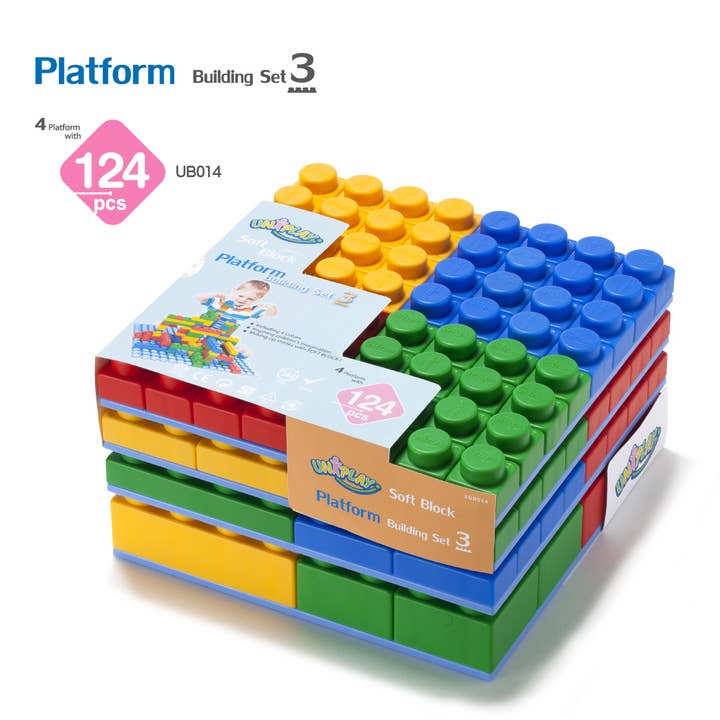UNiPLAY #UB014 Building set 3 (124pcs blocks + 4 platforms) for wholesale by UNiPLAY