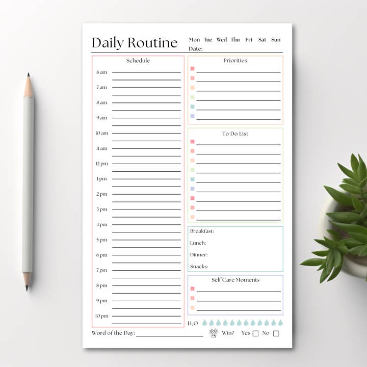 Eleventh and Taylor - Wholesale Notepad - Daily Routine To-Do List Planner: 50 Page Tear-Off Notepad1