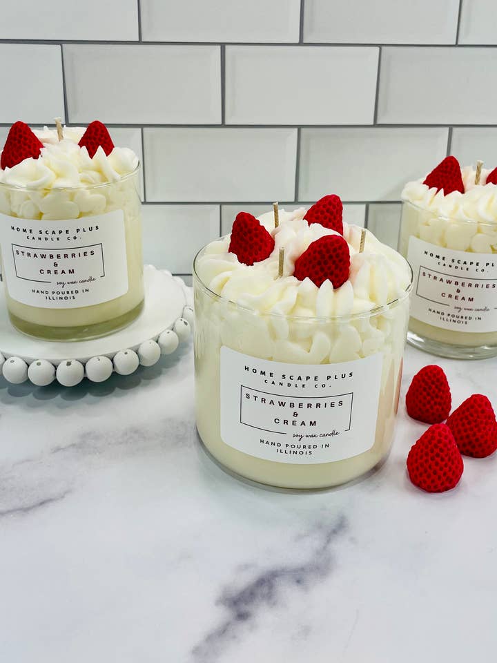 Vela de cera de soja/fresas y crema, 11 oz para venta al por mayor de Home Scape Plus
