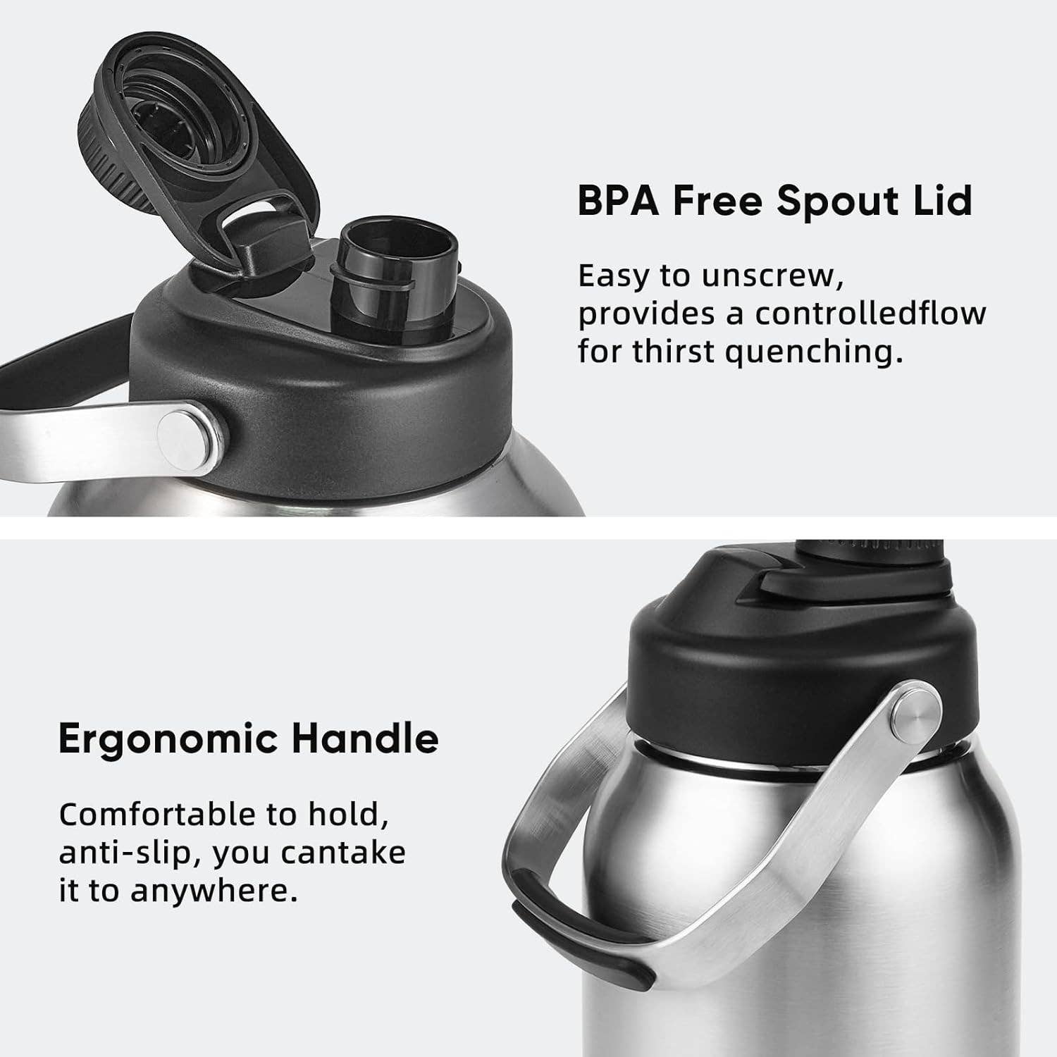 VIGOR – Garrafa de água por atacado – Garrafa de Água Isotérmica de 1 Galão em Aço Inoxidável para Quente & Frio5