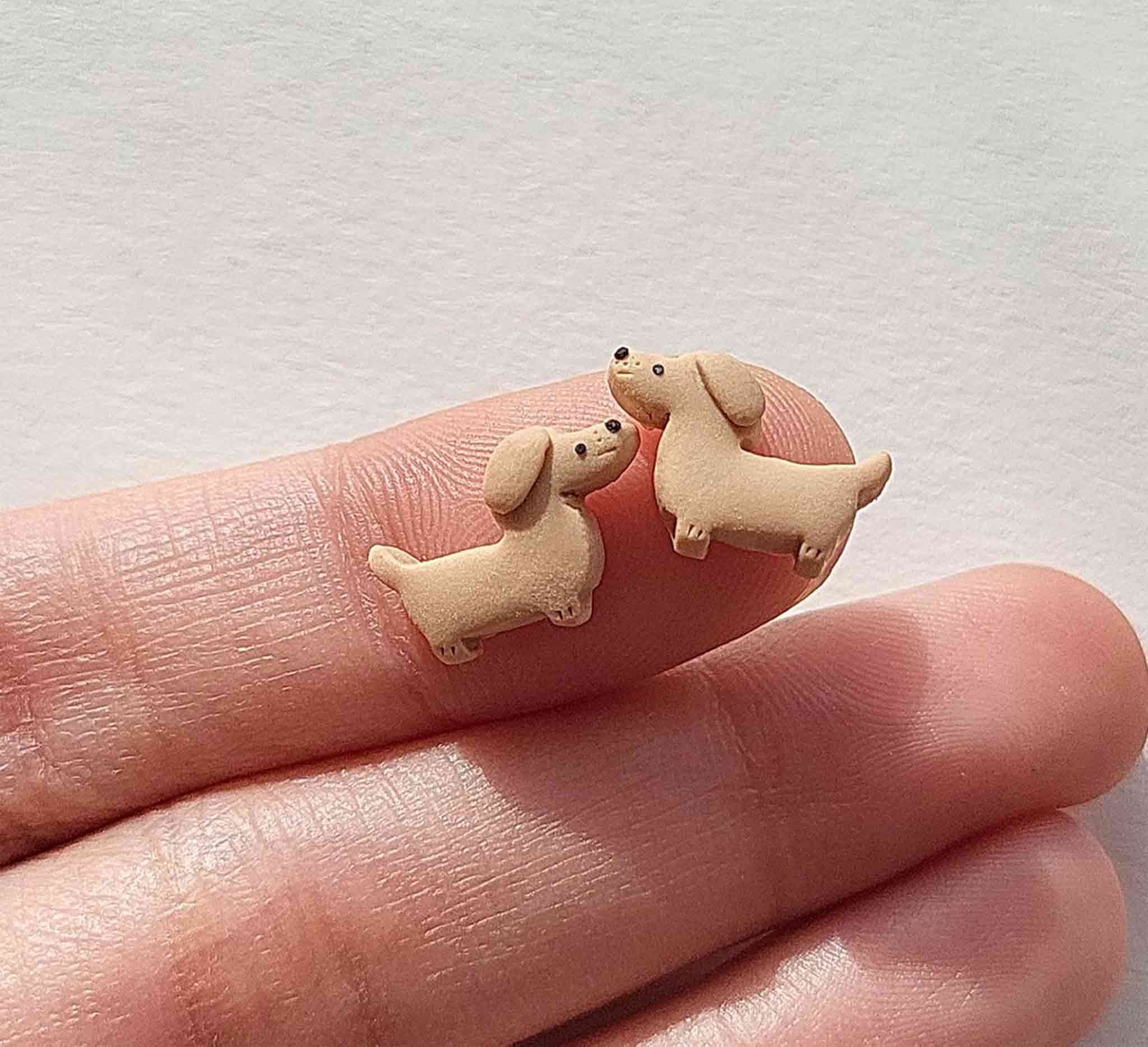 NoomCottageClay - Wholesale Stud/Post Earrings - Tiny Dachshund Stud Earrings • Cute Wiener Dog Gifts3