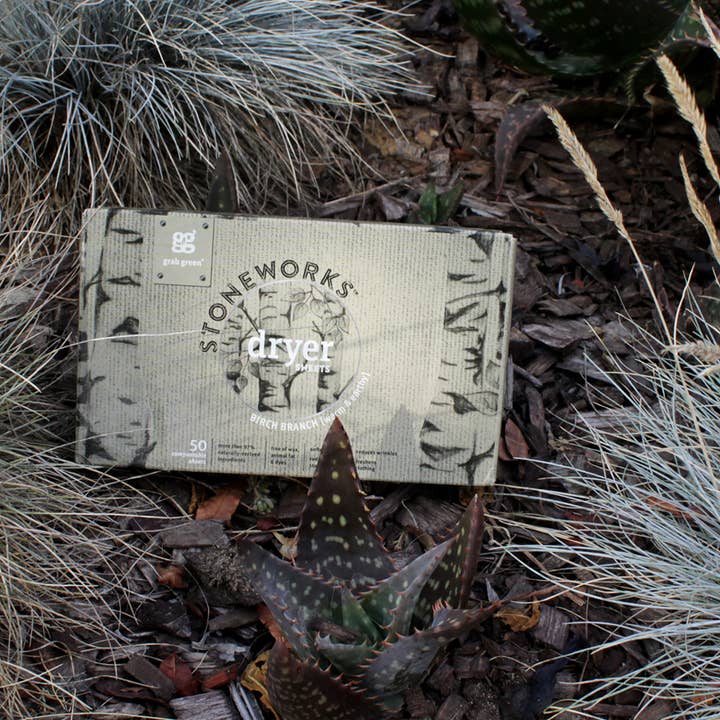 Grab Green - Wholesale Dryer Balls - Stoneworks Compostable Dryer Sheets, Birch Branch, 80 sheets9