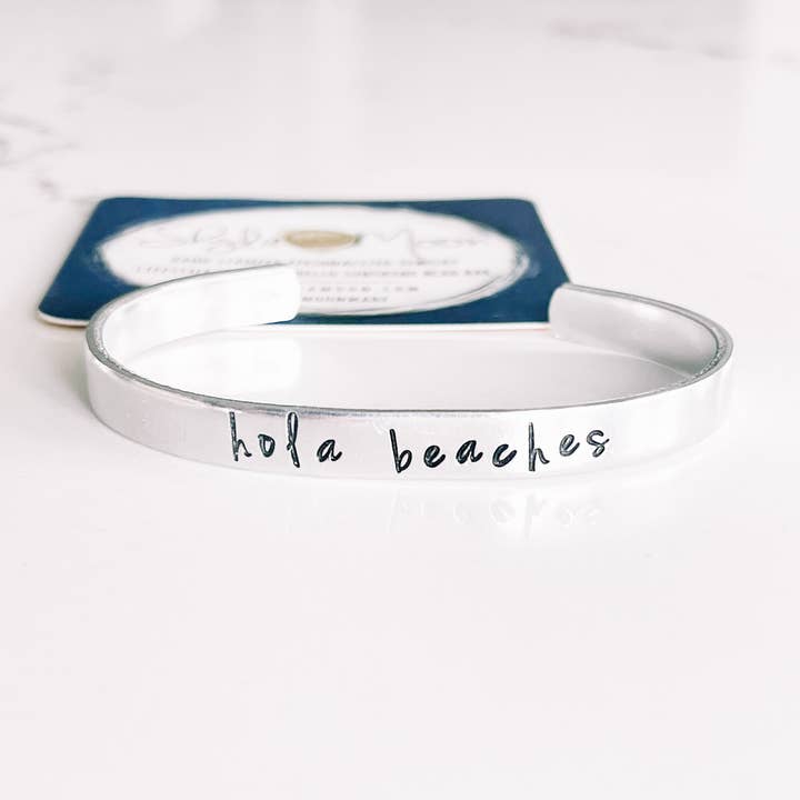 hola beaches Hand Stamped Cuff Bracelet for wholesale by Shyla Moon