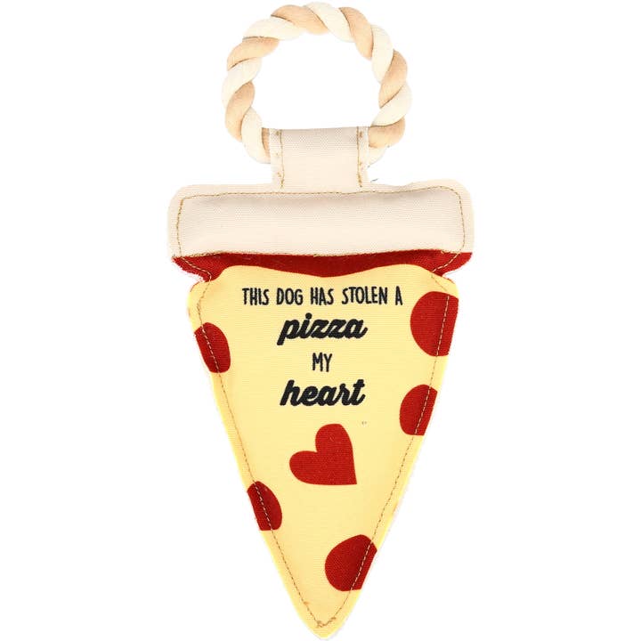 Pavilion - Wholesale Pet Rope Toy - Dog - Pizza My Heart - 13" Canvas Dog Toy on Rope