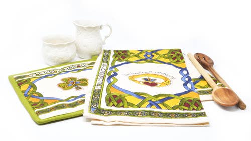 Dublin Gift Company – Toalha de chá por atacado – Emblem Toalha de Chá & Porte Shamrock2