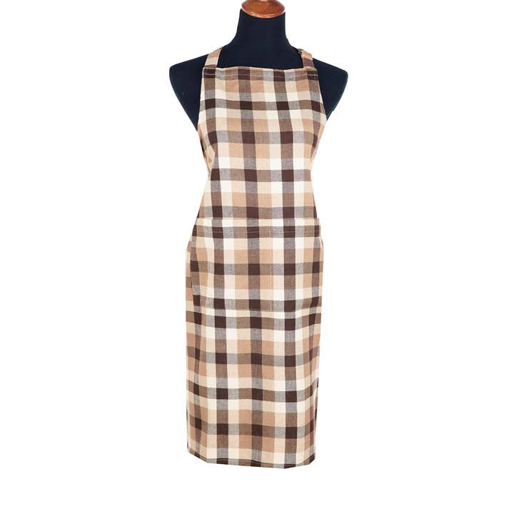 SALE Dunmore Cocoa Check Apron for wholesale by C&F Home